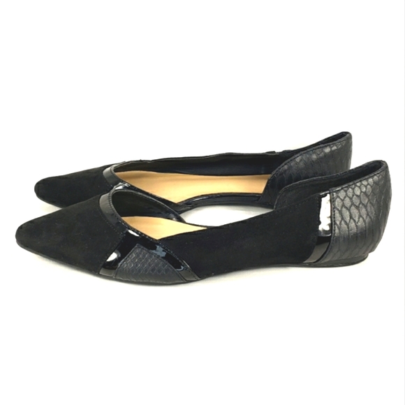 Apt. 9 Swiss Black Faux-suede/Leather, Slip On Pointy Toe Flats. Women's 7.5M - Picture 2 of 12